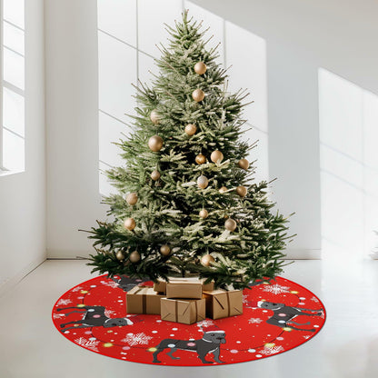 Great Dane Christmas Tree Skirt Red 48 Inch Winter Decoration