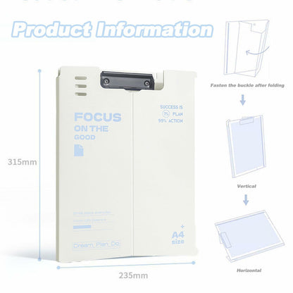 DAIZART Durable Plastic A4 File Folder with Iron Clamp Creamy White