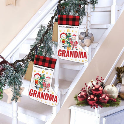 TSUYAWU Grandma Christmas Stocking Snowman Xmas Decoration 18x12 Inch