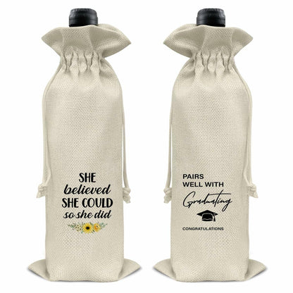 Graduation Wine Gift Bags for Women Daughter Sister Granddaughter 2 Pcs
