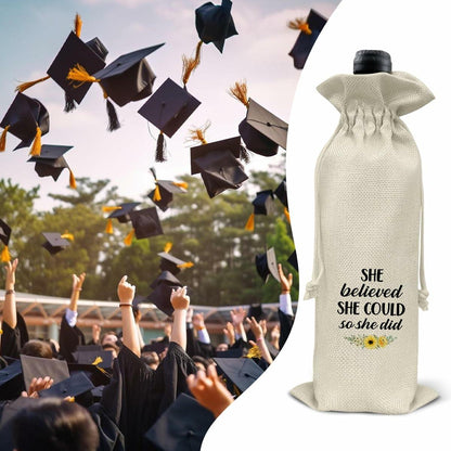 Graduation Wine Gift Bags for Women Daughter Sister Granddaughter 2 Pcs