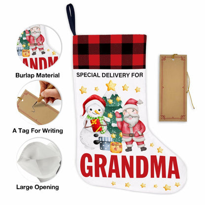 TSUYAWU Grandma Christmas Stocking Snowman Xmas Decoration 18x12 Inch