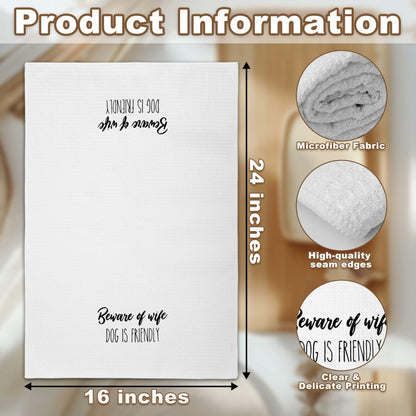 Eronm Waffle Weave Funny Kitchen Towels Beware of Wife Absorbent A10