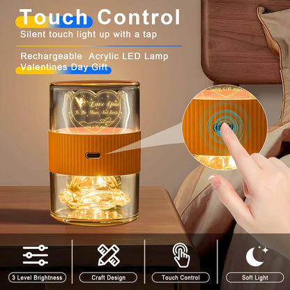 AO LI GEI Touch LED USB Rechargeable Bedside Lamp Warm Light Gold