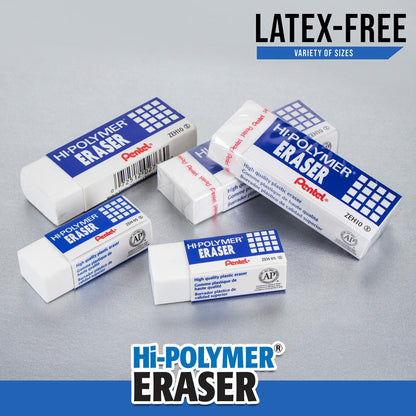 Pentel HI-Polymer Eraser Combo Pack 6 Caps 1 Large White ZEH0210BP7