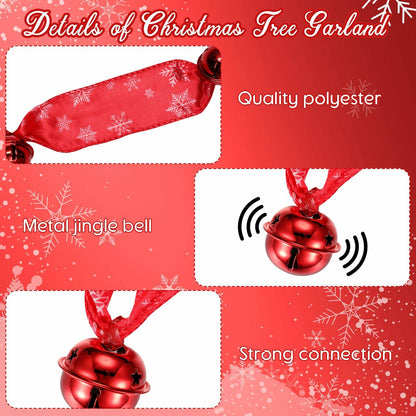 Jutom 2 Pack 6 Yards Burlap Christmas Garland with Jingle Bells Red Black