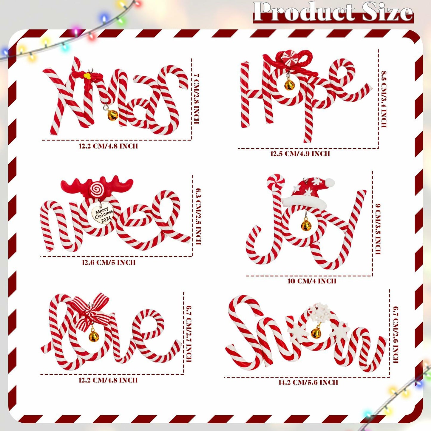Langley 6 PCS 2024 Christmas Polymer Clay Hanging Ornaments Xmas Tree