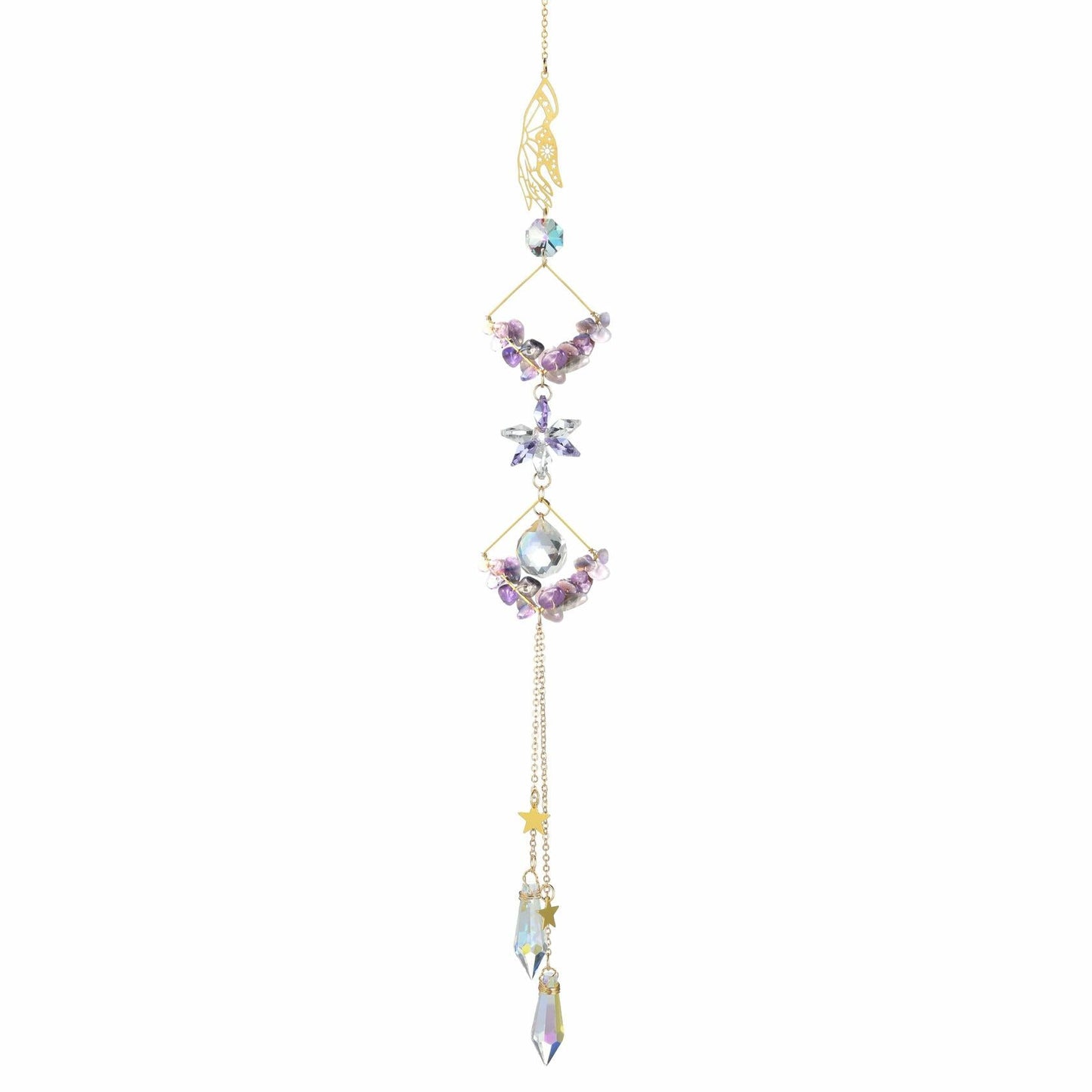 Venusorn Natural Crystal Flower Chains Purple - Window Décor Sun Catchers