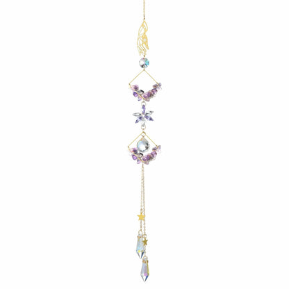 Venusorn Natural Crystal Flower Chains Purple - Window Décor Sun Catchers