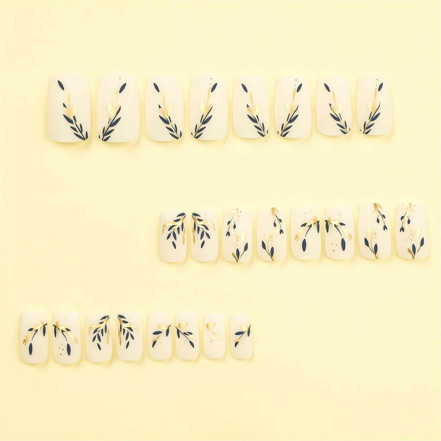 RUOKEXIN Acrylic Press On Nails Short Square Pink Gold Glitter 24Pcs