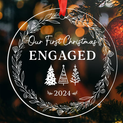 Our First Christmas Mr & Mrs 2024 Crystal Glass Ornament Wedding Gift