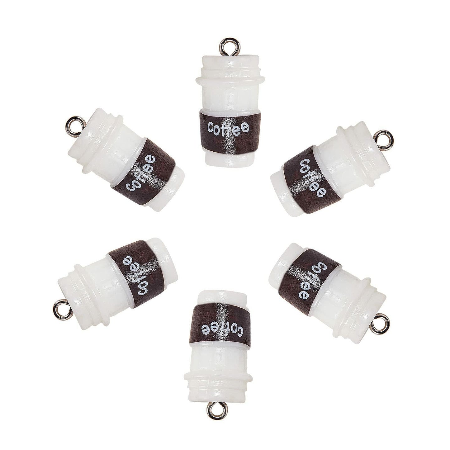 DanLingJewelry 20pcs Resin Coffee Cup Pendants with Loop for DIY Crafts
