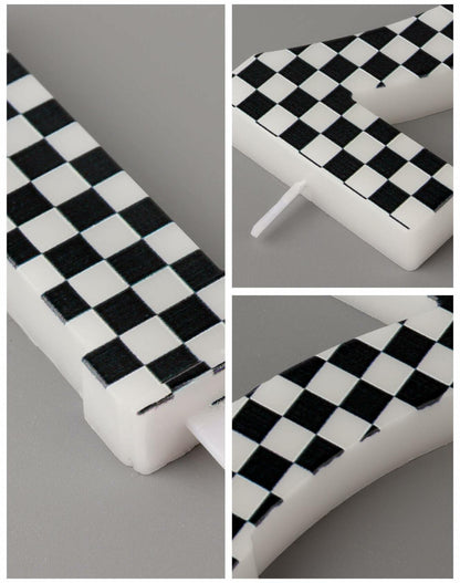 Racing Car Number 8 Birthday Candle Topper Checkered Cake Decor for Kids
