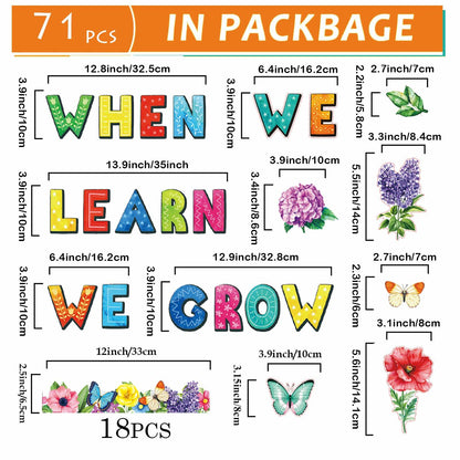 71pcs Classroom Spring Bulletin Board Floral Cutout Decorations