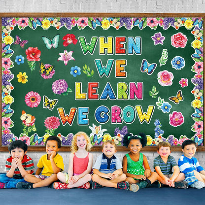 71pcs Classroom Spring Bulletin Board Floral Cutout Decorations