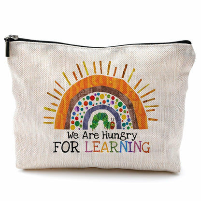 QGFM Teacher Makeup Bag Rainbow Cosmetic Purse Multicolor Travel Pouch