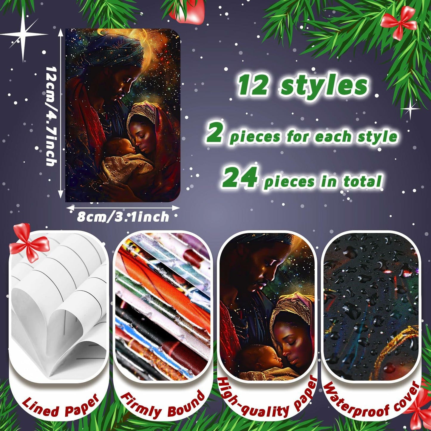 Saypacck 24 Pcs Black Women Mini Journals Inspirational Notebooks Black