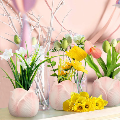 Sieral 3 Pcs Mini Tulip Ceramic Vase Tabletop Flower Pot Mother’s Day Gift