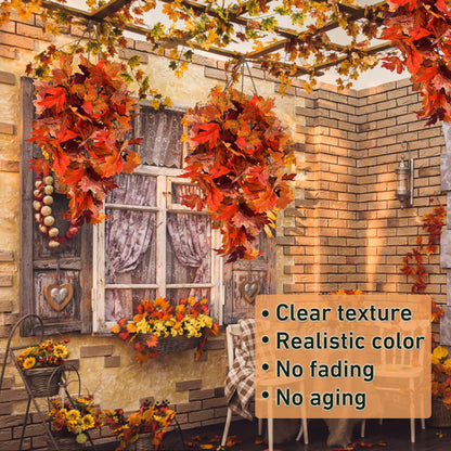 RECUTMS 2Pcs Artificial Autumn Maple Leaves Garland 2.5FT Fall Decor