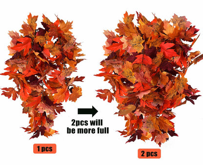 RECUTMS 2Pcs Artificial Autumn Maple Leaves Garland 2.5FT Fall Decor