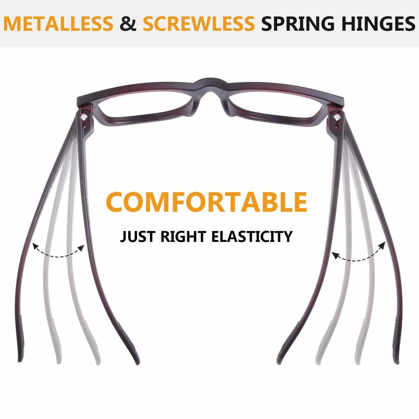 BFOCO Reading Glasses Metalless Screwless Spring Hinges +2.25 6 Pack