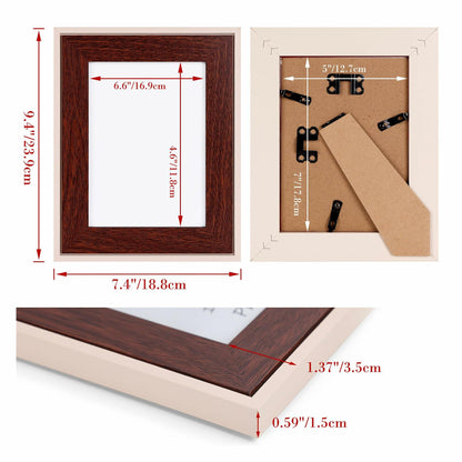 QUTREY Kids 5x7 Photo Frames Set of 4 Assorted Colors Tabletop Wall