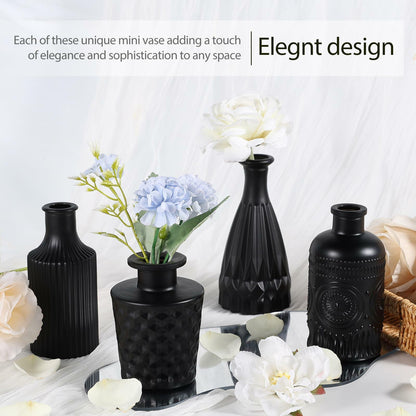 TBWIND Glass Bud Vase Set of 5 Small Amber Mini Vintage Flower Vases