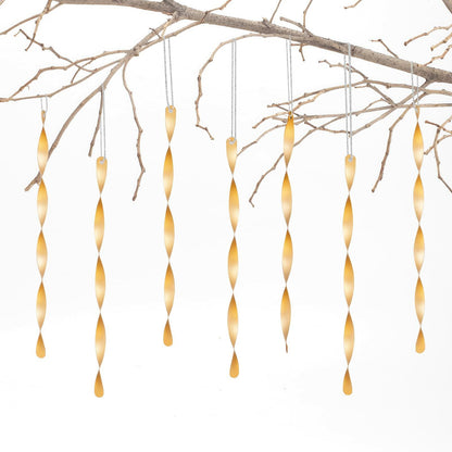 AMS Christmas Tree Ornaments 24PCS Aluminum Twisted Icicles Matte Champagne 7"