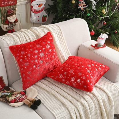 FUTEI Christmas Snowflakes Red Throw Pillow Covers Set of 2 18x18