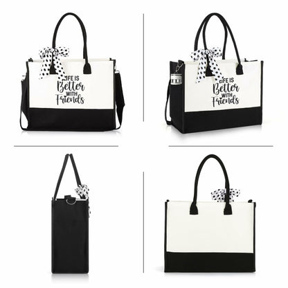 AYJICE Personalized Canvas Tote Bag for Girl Birthday Gift - Initial