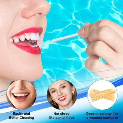 Fawnmum Toothpick Brush Two-in-One Soft Bristle Dental Floss Picks 3 Count