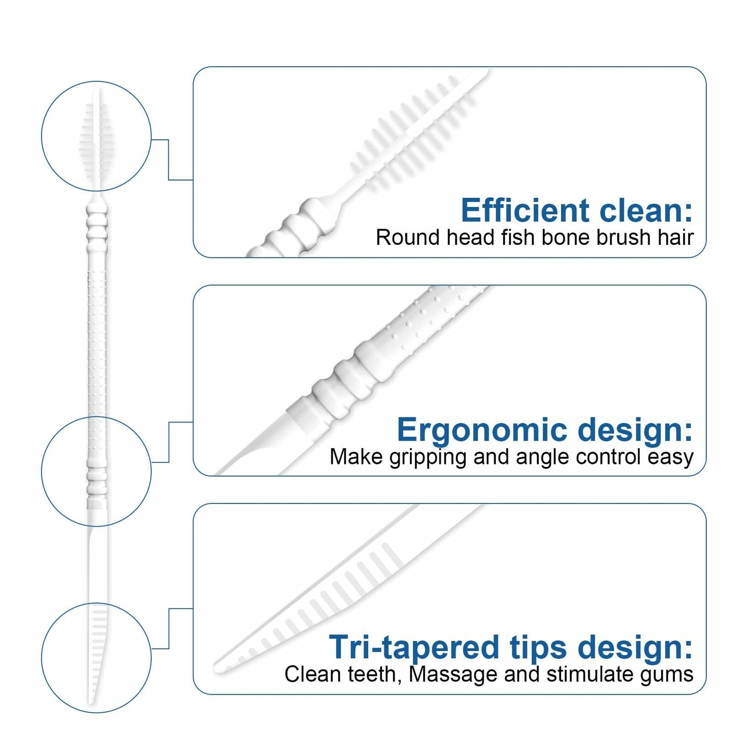 Fawnmum Toothpick Brush Two-in-One Soft Bristle Dental Floss Picks 3 Count