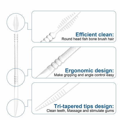Fawnmum Toothpick Brush Two-in-One Soft Bristle Dental Floss Picks 3 Count