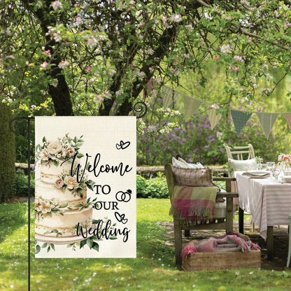 AVOIN colorlife Wedding Garden Flag 12x18 Inch Double Sided Floral Outdoor