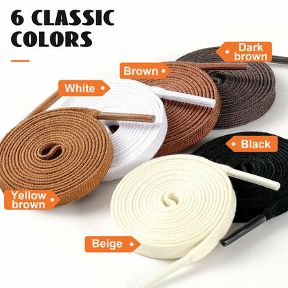 Handshop 2 Pairs Flat Waxed Shoe Laces 7mm Wide Beige 120cm