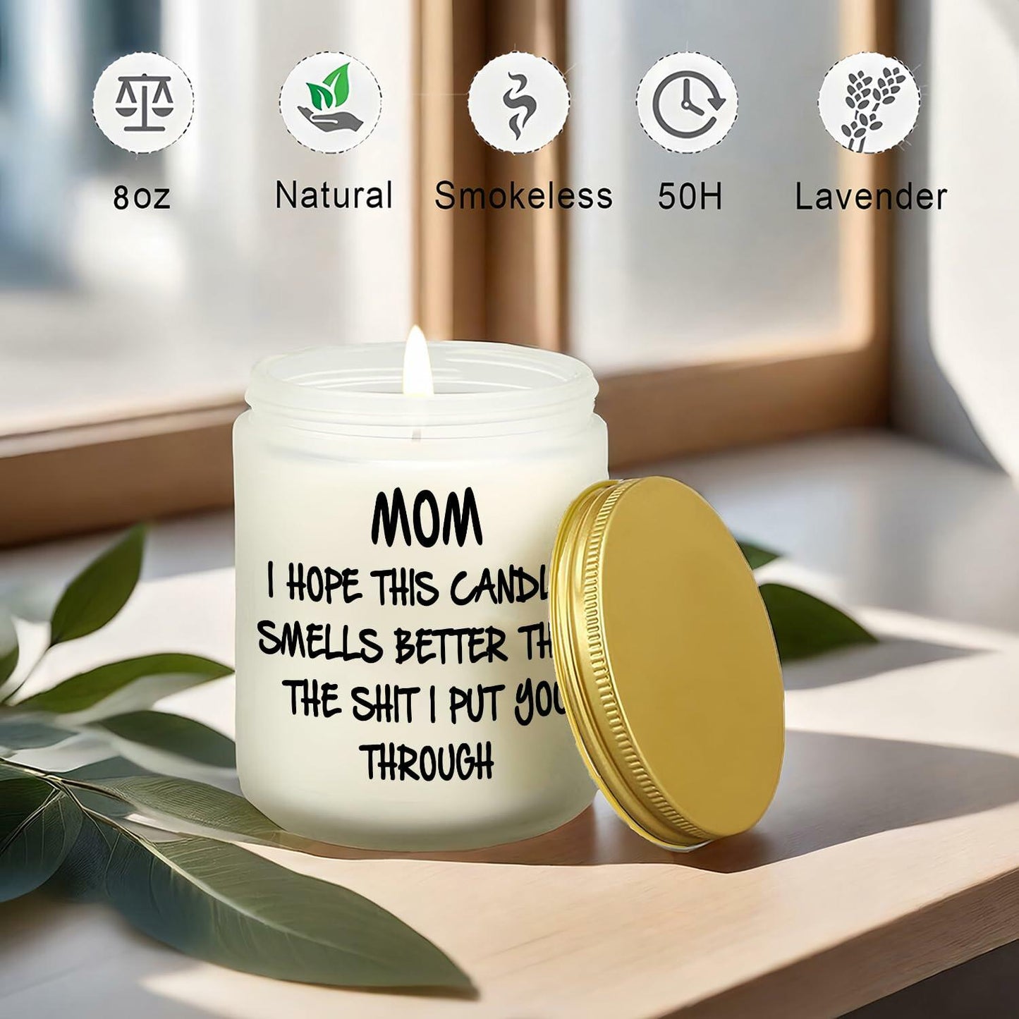 Unique Lavender Scented Soy Candle Gift for Mom from Daughter 7oz