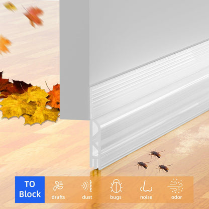 Under Door Draft Stopper Door Sweep Weather Stripping Seal Transparent 78in