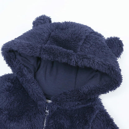 TAOHONG Baby Hooded Fleece Jumpsuit Snowsuit Bear Ear 3-6 months