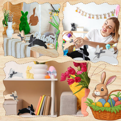 Yousoontic 3 Pcs Easter Bunny Wooden Decorations Rustic Table Decor