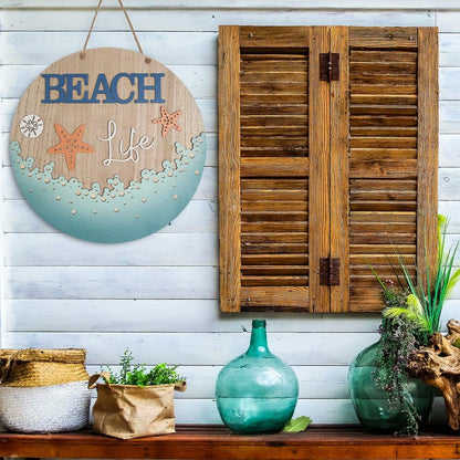 DECSPAS 12in Double Sided Welcome Door Sign Patriotic Wreath Red White Blue