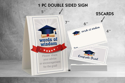JYC11 2025 Graduation Sign & Words of Wisdom Cards 26 pcs Multi-color