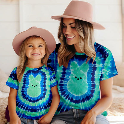 Happy Easter Women's Tie Dye Bunny Graphic T-Shirt Short Sleeve Size 5T
