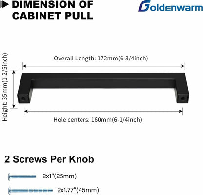 goldenwarm 40 Pack 6-1/4 Inch Gold Cabinet Handles Brushed Brass Drawer Pulls