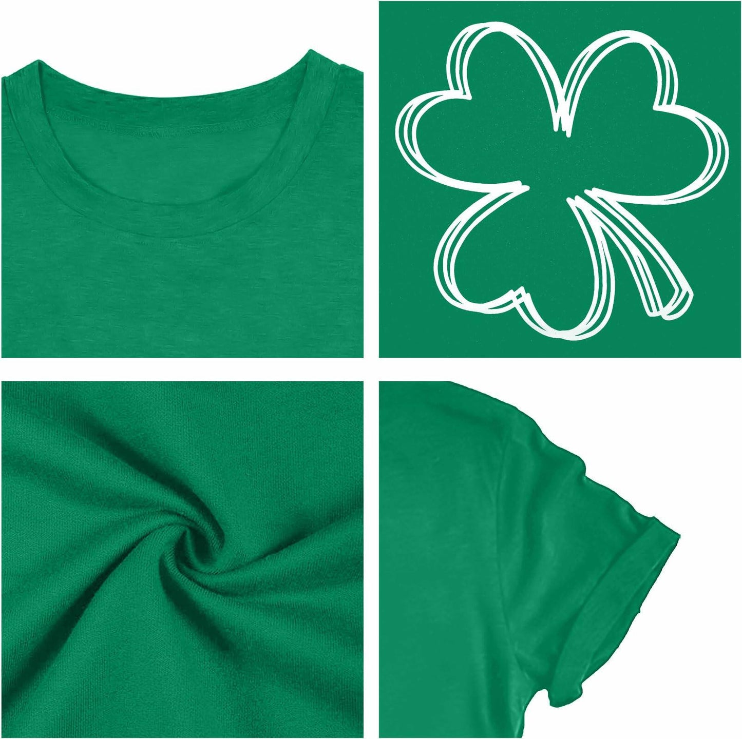 Plus Size St. Patrick's Day Lucky Shamrock Tee Shirt Women Green XL