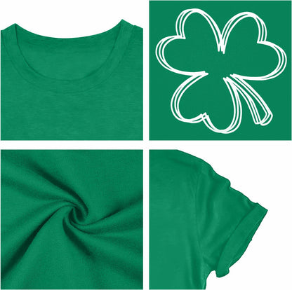 Plus Size St. Patrick's Day Lucky Shamrock Tee Shirt Women Green XL