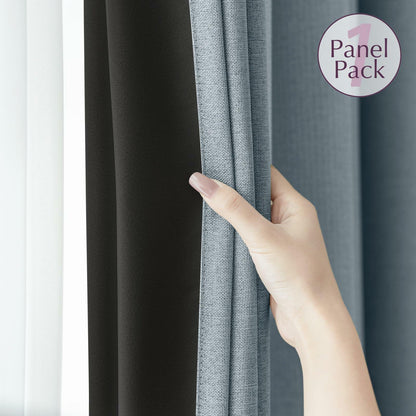 jinchan Blackout Thermal Insulated Faux Linen Curtain 90in Greige 1 Panel