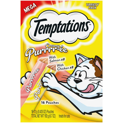 BestBy12/26 Temptations Creamy Puree Cat Treats Chicken & Salmon 16 Pouches
