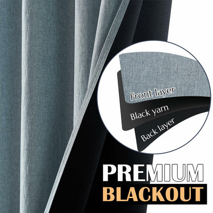 jinchan Blackout Thermal Insulated Faux Linen Curtain 90in Greige 1 Panel