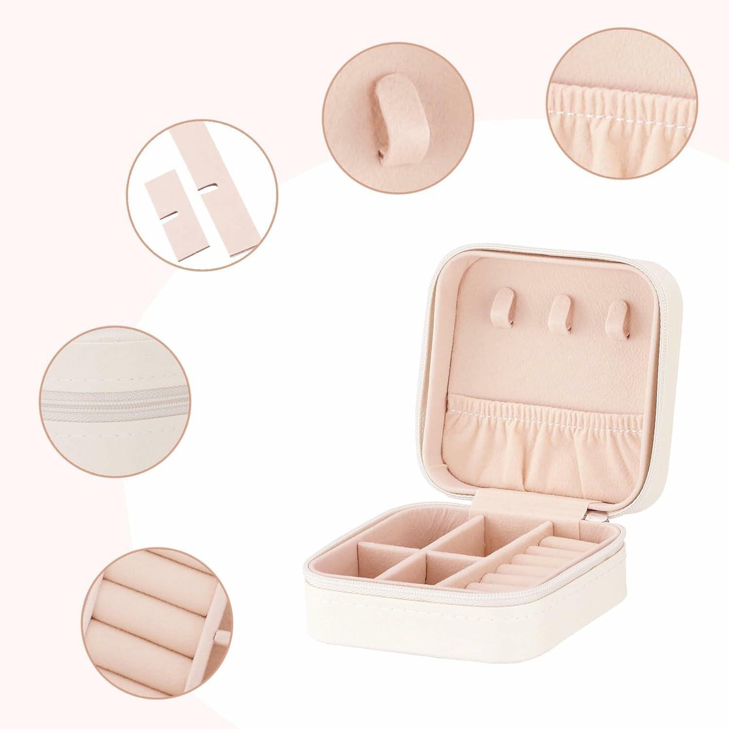 Sincerez Jewelry Box Small Portable Organizer for Rings Necklaces