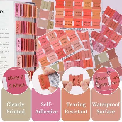 Laminated Bible Tabs for Women and Men, 105 PCS Large Print Index Labels
